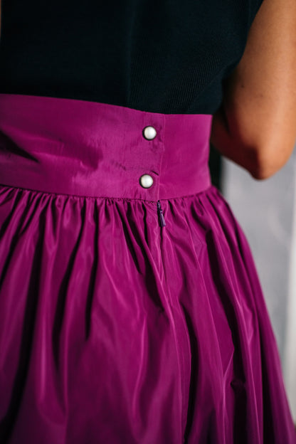 Fancy memory fabric magenta skirt with pockets