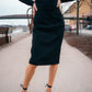 Pearl black pencil skirt with pockets
