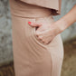 Sand beige pencil skirt with pockets